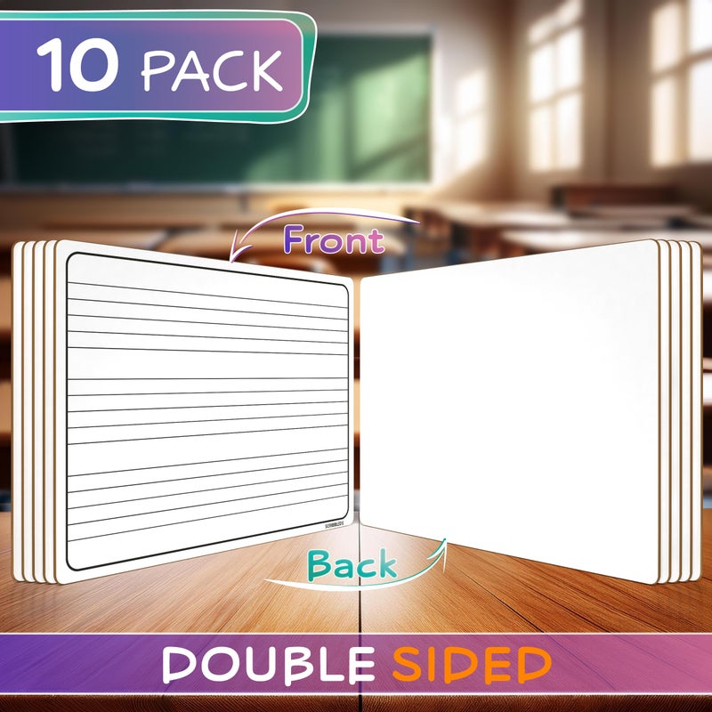 Scribbledo 10 Pack Dry Erase Music Staff Lap White Boards 9"X12" l Write Musical Notes and More Whiteboard (Double Sided) Music Classroom Supplies Must Haves Includes 10 Erasers - Image 2